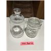 Image 1 : 2 glass storage jars (1 plain, 1 hobnail)