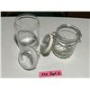 Image 2 : 2 glass storage jars (1 plain, 1 hobnail)