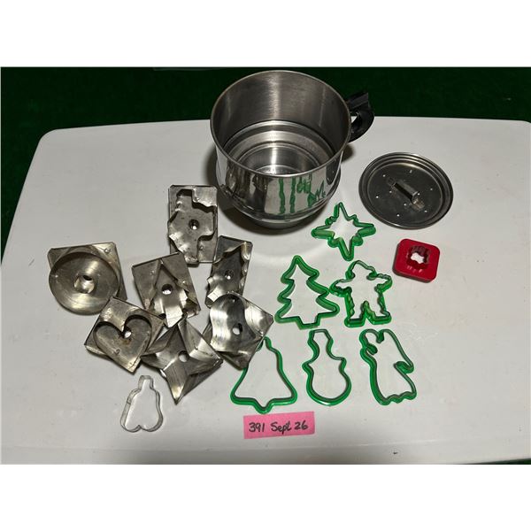 Christmas cookie cutters, donut cutter and steamer insert