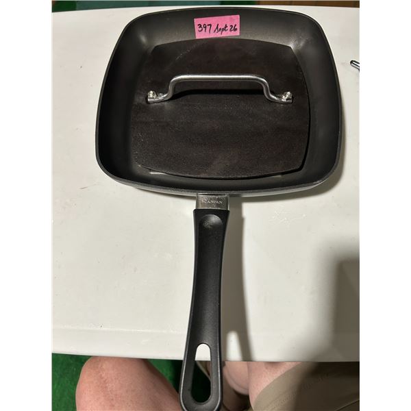 10.5” Scanpan brand grill pan and grill press (both very heavy)