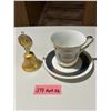 Image 1 : 40th Anniversary metal bell and 45th Anniversary teacup and saucer set