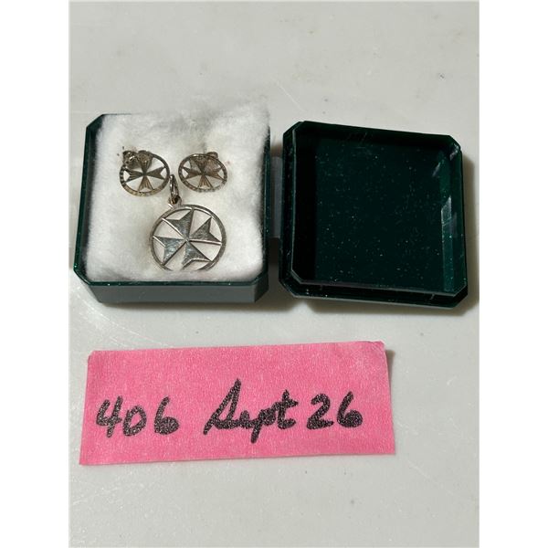 Sterling silver Maltese cross earrings and pendant from Sterling Jewellers in Malta