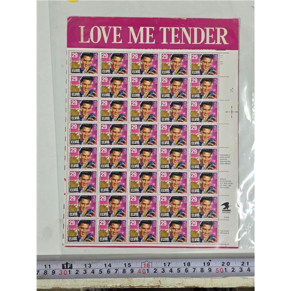(40) US Elvis 29-cent Stamps w/ “Love me Tender” Music Sheet