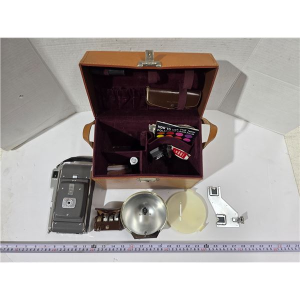 Vintage Polaroid Model 80 Camera w/ Case and Many Attachments