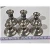 Image 1 : (6) Pewter Candle Stick Holders, 3” & 4”