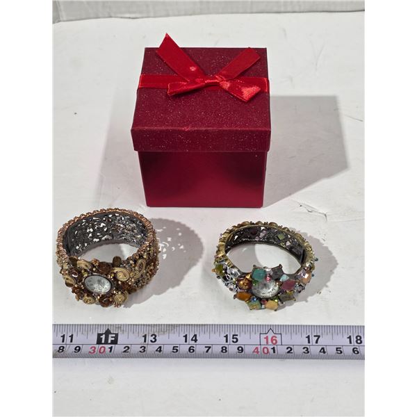 (2) New Ladies “Narmi” Decorative Open Bracelet Watches