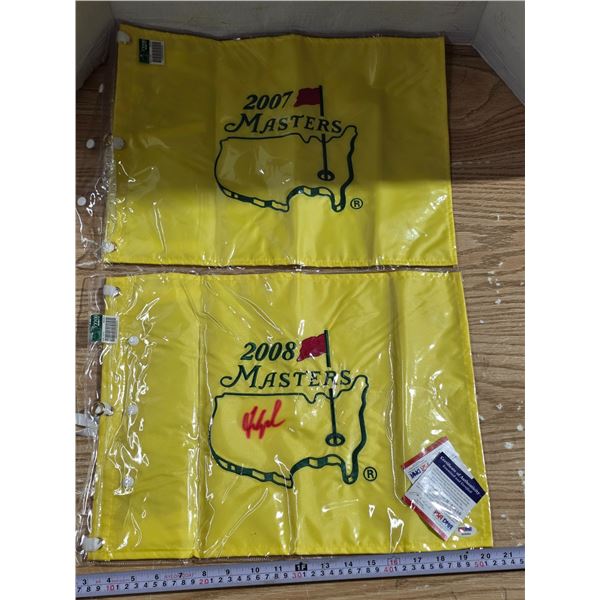 (2) 2007-08 Masters Golf Championship Signed Flags with Certificate of Authenticity