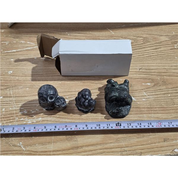 (3) Soap Stone Figures All Stamped Wolf Orginal