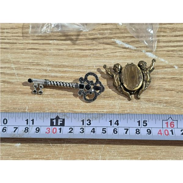 Key Brooch 3'' Long  Angle Brooch 2''