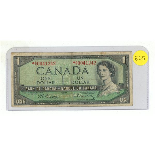 1954 Bank of Canada One Dollar.