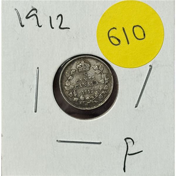 1912 Canada Silver 5 Cents.
