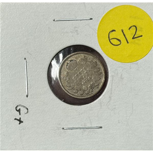 1914 Canada Silver 5 Cents.