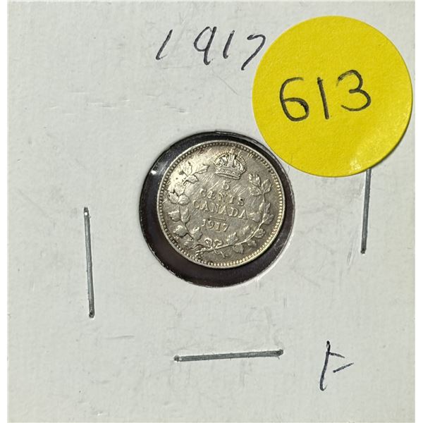 1917 Canada Silver 5 Cents.