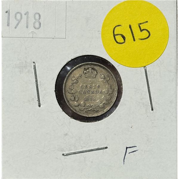 1918 Canada Silver 5 Cents.