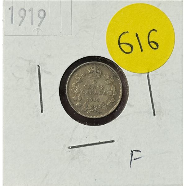 1919 Canada Silver 5 Cents.