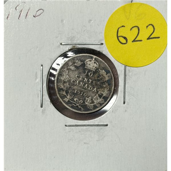 1910 Canada Silver 10 Cents.