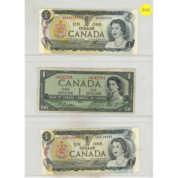 (1) 1954  and (2) 1973 Canada Uncirculated One Dollars.