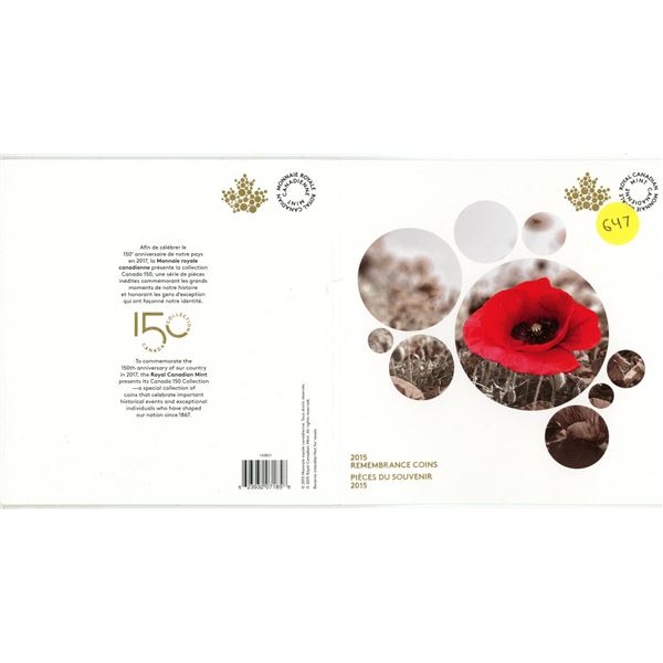 2015 Remembrance Coins issued by the Royal Canadian Mint.