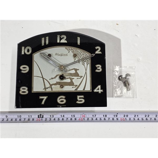 Art-Deco Black Forest Wall Wind Up Clock w/ Key