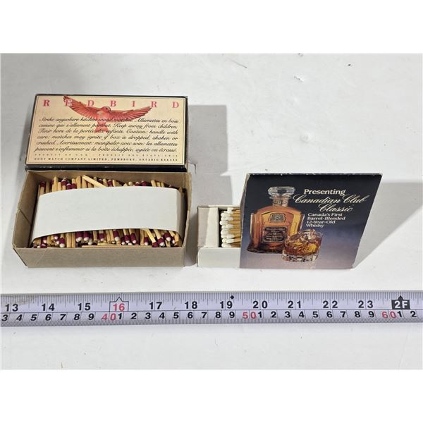 (2) Full Match Boxes.  Red Bird & Canadian Club