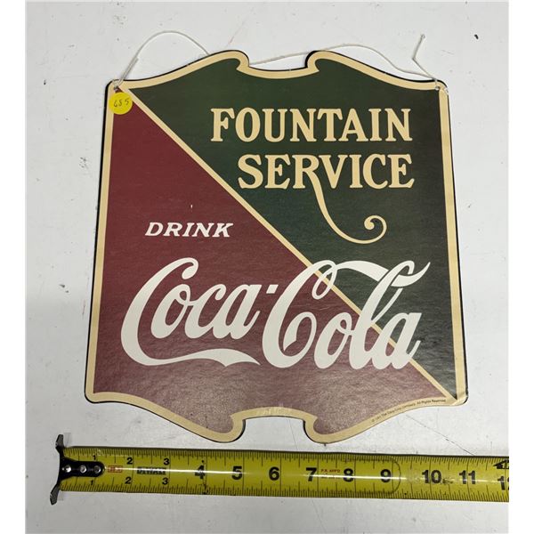 Coca-Cola Fountain Service Cardboard Sign