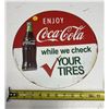 Image 1 : 12” Metal “Enjoy Coca-Cola” Tire Shop Sign