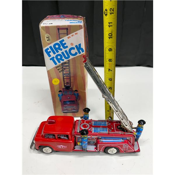10 ½” Metal Friction Powered Fire Truck w/ Siren