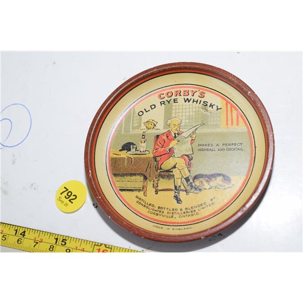 RARE Early Canadian Advertising Tip Tray – Corby’s Whisky