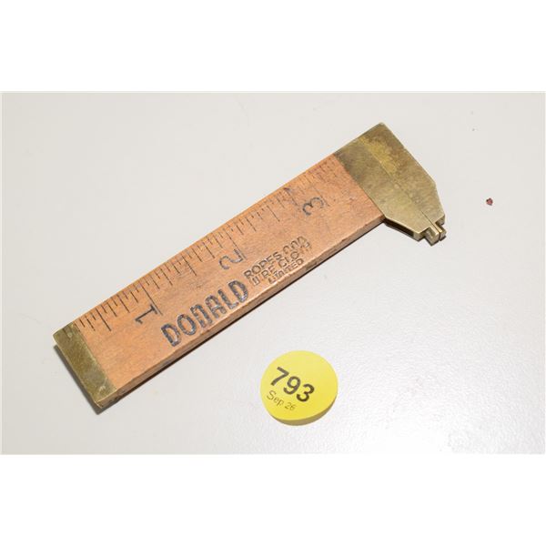 Old Donald Ropes Advertising Ruler Caliper