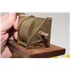 Image 3 : Vintage Clockwork Brass Mechanism in Fitted Wood Box for Unknown Insturment