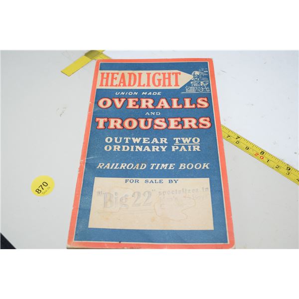Headlight Coveralls Railroad Timebook