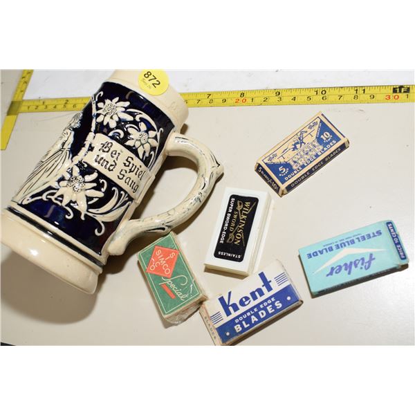 German Mug, Vintage Razor Blades