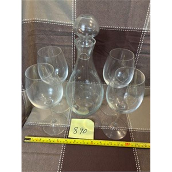 RCR Cristalio Crystal Wine Glasses, Set of 4 Glasses & Wine Decanter.