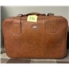 Image 1 : Vintage Jetliner Faux Leather Tan Suitcase, soft-sided.