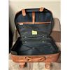 Image 2 : Vintage Jetliner Faux Leather Tan Suitcase, soft-sided.