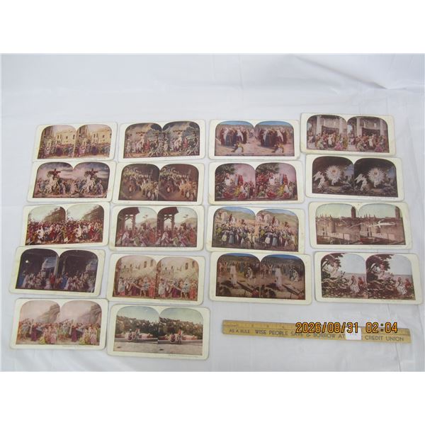 912. Lot of 19 Stereoview Antique Religious Scenes Cards