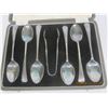 Image 2 : 918. Antique Siver Plate Teaspoons and Sugar Tongs with Original Display Case