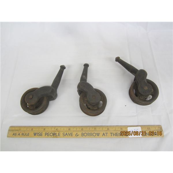 926. Lot of 3 Antique Cast Iron Castors
