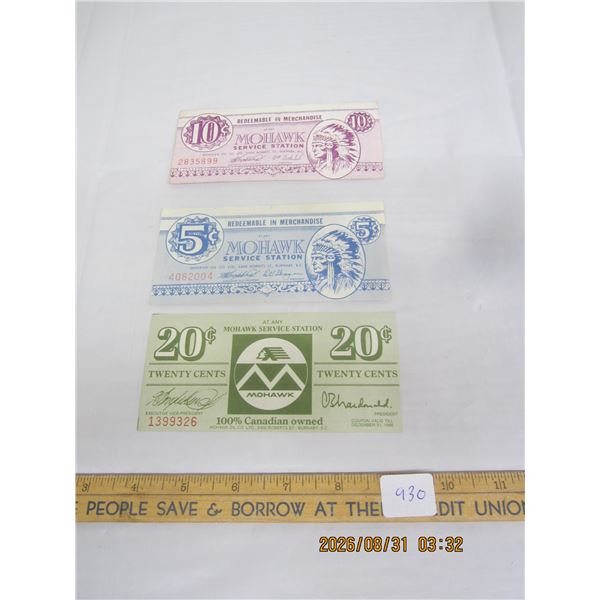 930.Vintage Mohawk Service Station Money