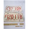 Image 1 : 931. 2 Saskatchewan 1973 License Plates one is a C Plate the other a F Plate