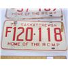 Image 3 : 931. 2 Saskatchewan 1973 License Plates one is a C Plate the other a F Plate