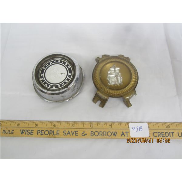 938. 2 Vintage Car Emblems Chrysler and Buick
