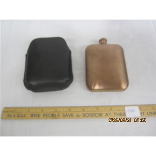 960. Vintage Copper Flask with Case