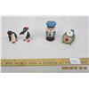 Image 1 : 966. 1960'S 2 Penguin Figures and Wooden Salt and Peppers Sea Captain and Whale Hand Made