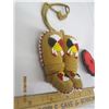Image 3 : 968. Native American Ornamental Baby Boots Hand Beaded and a Beaded Poppy Pin