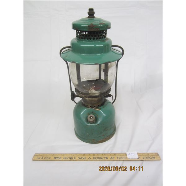 970. Antique Coleman Lantern Green with Original Globe