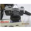 Image 2 : 971. Pentax MX 35 mm Camera Outfit Body, 3 Lenses, Flash, Case and Accessories Camera are Working Go