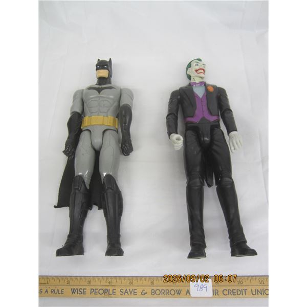 989. 2 Vintage 12-Inch-Tall DC Comic Figures Batman and Joker