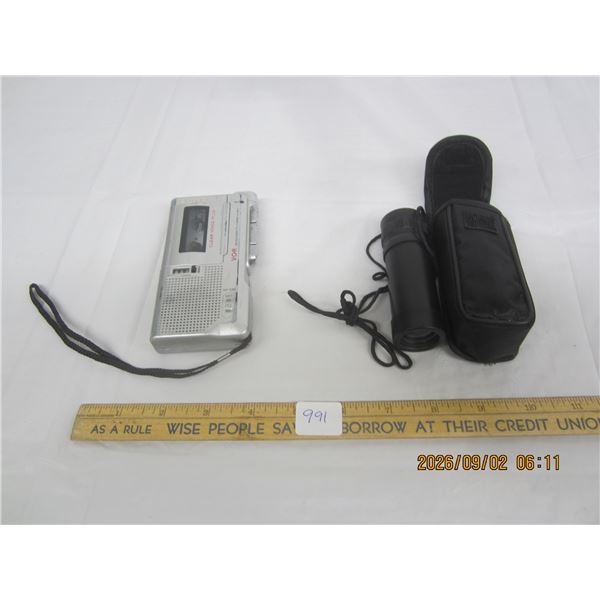 991. Lot of 2 Items Sony Mini Cassette Player and a New Spy Glass