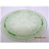 Image 2 : 999. Uranium Glass Antique Depression Glass Cake Plate Glows Green Under Light